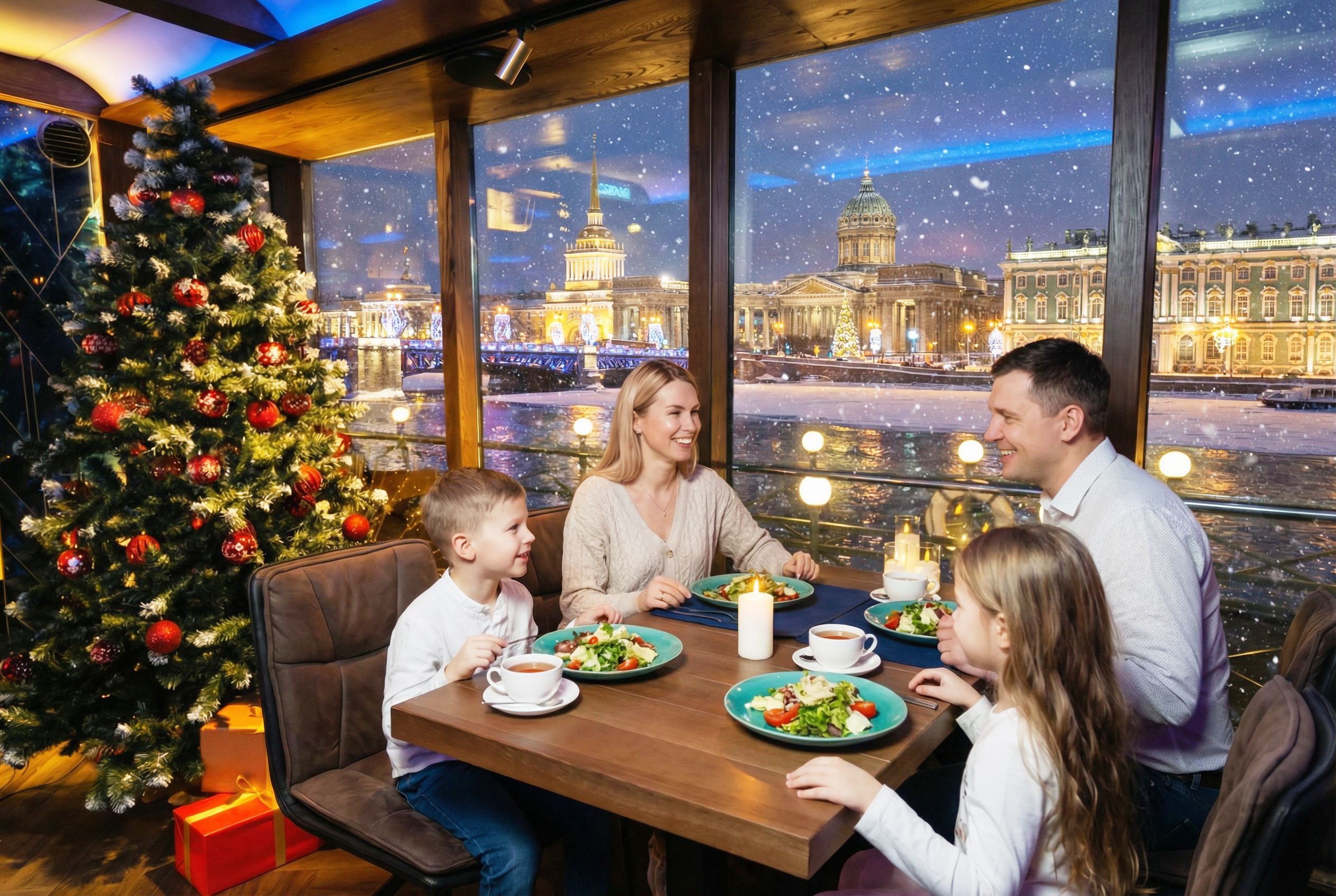 Новогодние экскурсии по Неве на теплоходе «Шустрый бобёр»